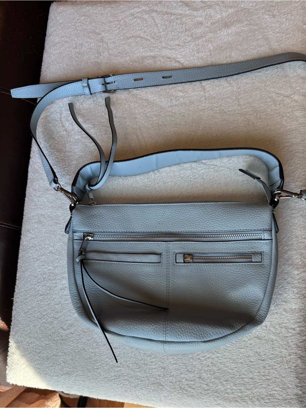 Light Blue Crossbody Leather Shoulder Bag